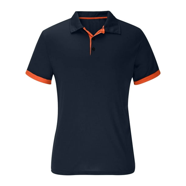 pstuiky camisetas para hombre, Camisa de manga corta con dobladillo de color en contraste, imprescindible para el verano, cómoda y transpirable, para hombre. camisas casuales para hombre xl