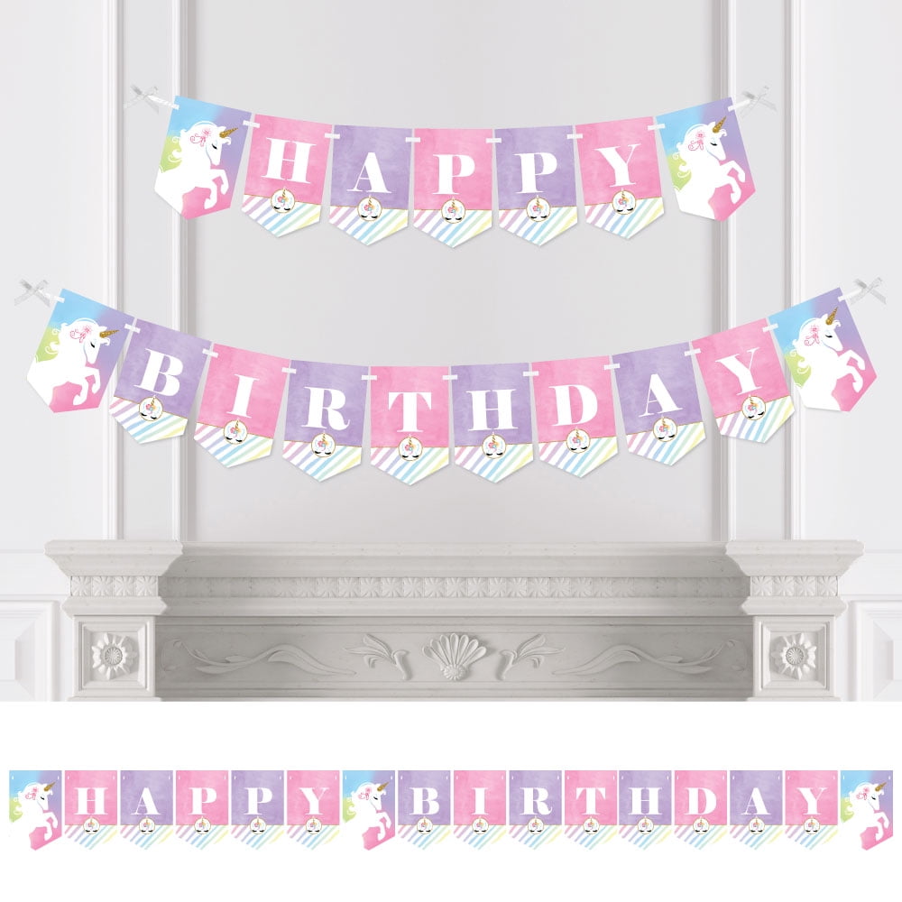 Unicorn Bunting Banner Garland Colorful Themed Happy Birthday Party Decoration D 