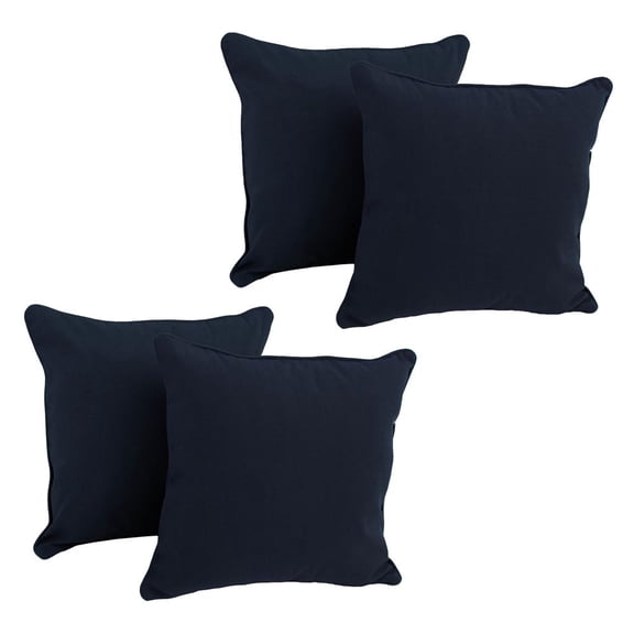 18-inch Double-corded Solid Twill Square Throw Pillows with Inserts (Set of 4) 9810-CD-S4-TW-NV