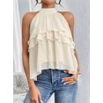 thumbnail image 6 of Women'S Layered Ruffle Hem Sleeveless Halter Chiffon Blouse Flowy Tank Tops  XXL, 6 of 8