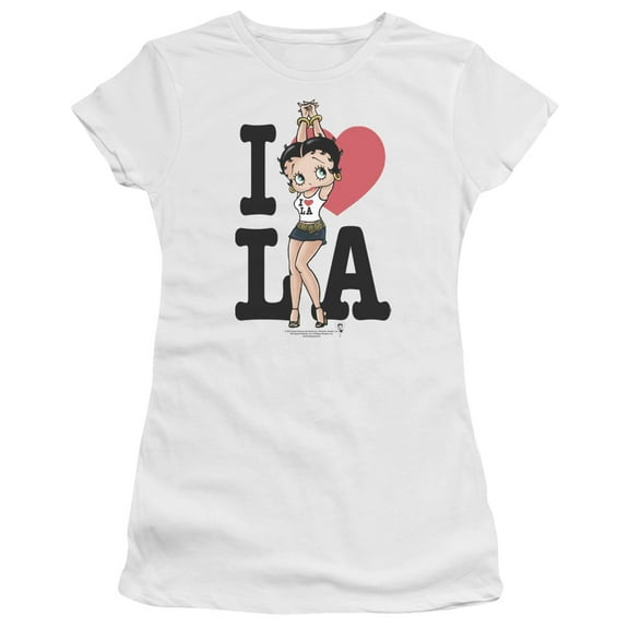 Betty Boop I Heart La S/S Junior Women's T-Shirt Sheer White