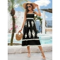 thumbnail image 3 of Women's Printed Square Neck Wide Strap Midi Dress 100% Polyester Lightweight Everyday Chic for Summer Events Collection, 3 of 8