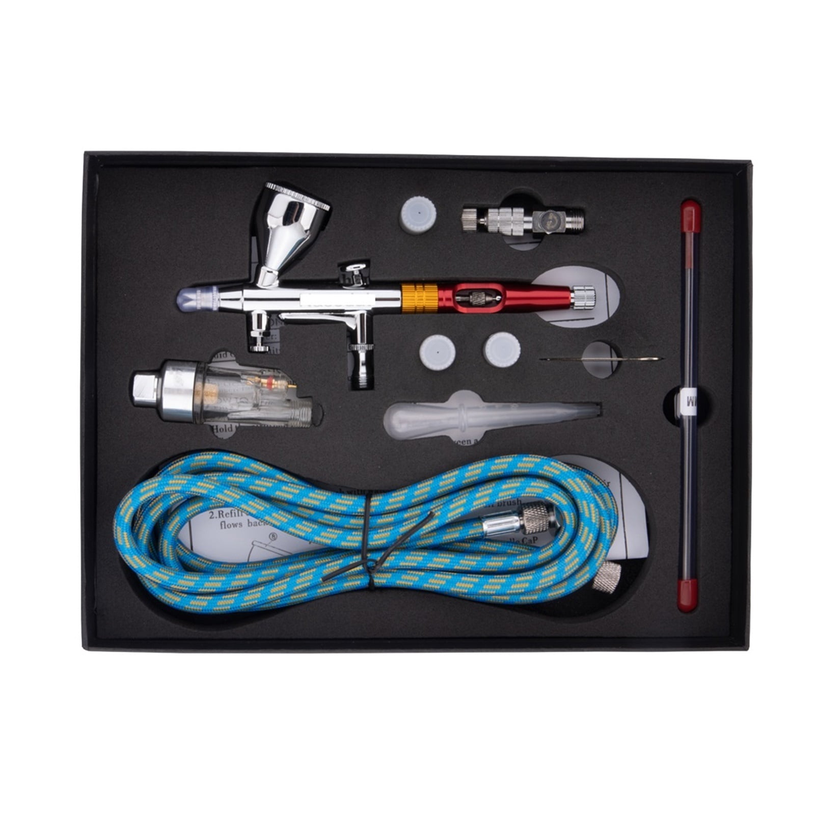 Airbrush Dual-action Spray Gun 9cc Airbrush Paint Nail Makeup Paint Tattoo Art DIY Tool 0.2mm/0.3mm/0.5mm ,Adjustable Nozzles