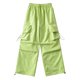 thumbnail image 2 of Gibobby Pantalones tipo cargo mujer 2023 Pantalones cargo Mujer Ropa holgada de ajuste relajado Pantalones negros Cintura alta Cremallera Cintura delgada con cordón(Verde,CH), 2 of 3