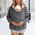 thumbnail image 2 of Cdudpw Maternity Coat Women's Kangaroo Sweatshirt for Mom and Baby Carrier Maternity Coat Fleece Jacket 3-In-1 Thicken Fleece Jacket,Zip Panels,Clothing(S355-Dark Gray), 2 of 9