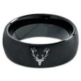 thumbnail image 2 of Tungsten Deer Antler Band Ring 8mm Men Women Comfort Fit Black Dome Brushed Polished, 2 of 4