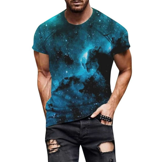 Birdeem Mode de Rue pour Hommes Design Intéressant Imprimé Col Rond Manches Courtes Blouses & Chemises