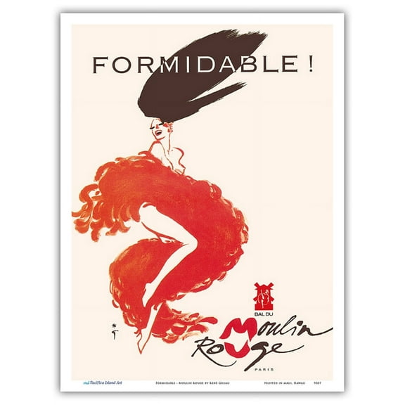 Formidable - Moulin Rouge Cabaret- Doriss Girls- Cancan - Vintage Cabaret Poster by René Gruau - Master Art Print (Unframed) 9in x 12in
