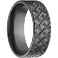 thumbnail image 3 of 8mm Flat Black Zirconium Ring with a Milled Tread Design, 3 of 4