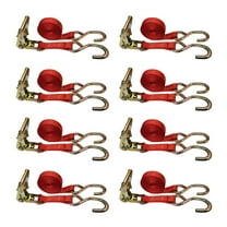 8 Pack 1" x 6' USA Heavy Duty Utility 1" Ratchet Tie Down Strap w/ S Hook for Boat Motorcycle,Red