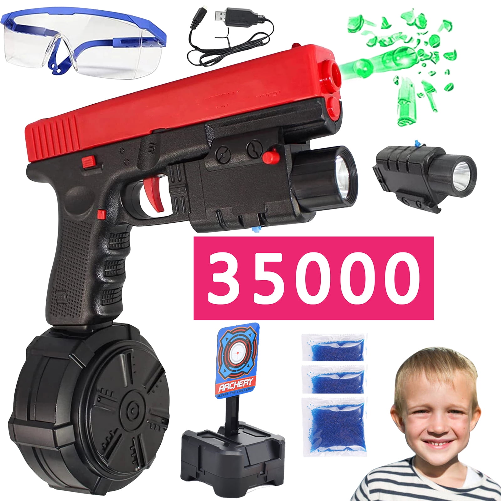 X2 Glock Gel Blaster Splatter Ball toy gun with 30000 Water Bead