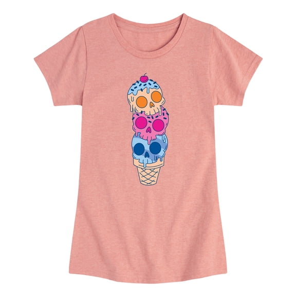 Instant Message - Skull Ice Cream - Youth Girls Fitted Short Sleeve T-Shirt