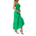 thumbnail image 4 of Qiylii Women Summer One Shoulder Sleeveless Boho Maxi Dress Casual Solid Color High Waist A Line Tiered Midi Beach Dresses, 4 of 9