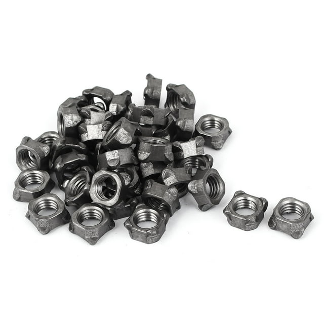 Unique Bargains M10 Threaded 1.5mm Pitch Carbon Steel Square Weld Nuts Gray 40 Pcs