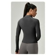 thumbnail image 4 of Women Tight Yoga Zipper Jacket Sports Long Sleeve Quick Dry Running Fitness Tops, 4 of 5