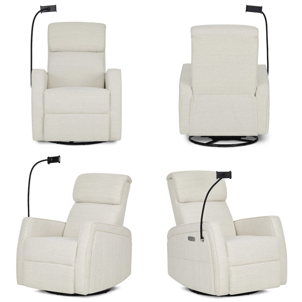 Evolur Maverick Power Recline Glider with Device Holder, Thunder Beige