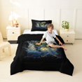 thumbnail image 2 of Castle Fairy Moody Splash Bass Twin Comforter Sets 2pcs,Dark Lake Bubble Art Bedding Set,Charcoal Gold,Black Reversible,1 Comforter and 1 Pillowcase, 2 of 6