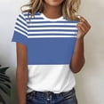 thumbnail image 2 of Ihhxva Women's Tops Moisture-Wicking Striped Crewneck Tee Fit Nautical Print T-Shirt Casual Summer Cotton Loose Style S-2XL, 2 of 7