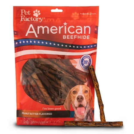 UPC: 0094983284595 | Pet Factory American Beefhide 5  Twist Sticks Dog Chew Treats – Peanut Butter Flavor  1 lb Twist Sticks (5 Inches) Peanut Butter 1 lb (Pack of 1)