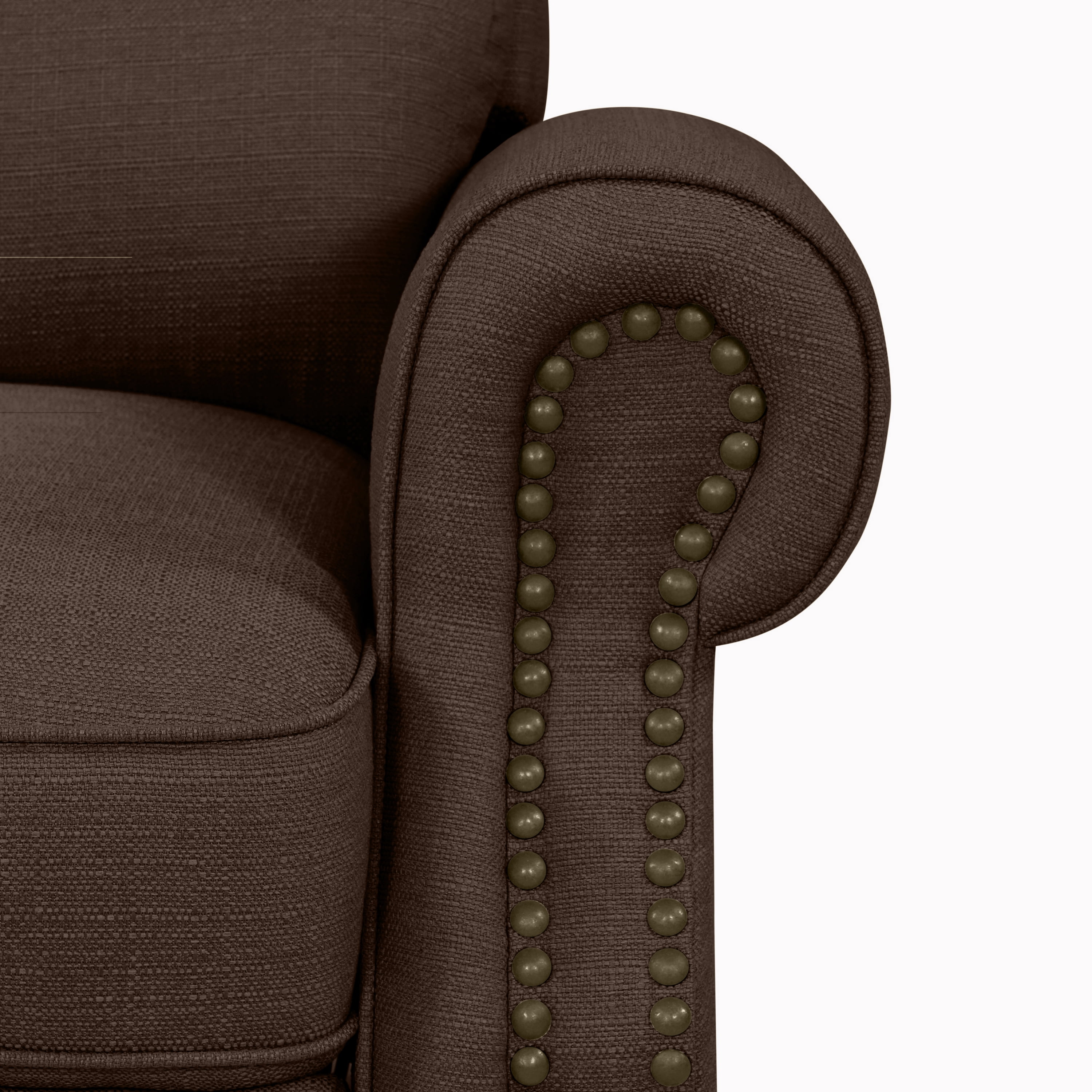 Homesvale Cari Pushback Recliner Chair, Brown Linen-like Microfiber Fabric, Pocket Coils for Comfort