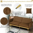 thumbnail image 4 of ACMEASE 70” Velvet Futon Sofa Bed with Adjustable Armrests and 2 Pillows, Convertible Futon Couch, Brown, 4 of 7