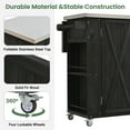 thumbnail image 2 of 63.5" Wicker Rolling Kitchen Island Cart with 2 Storage Shelves, Outdoor Grill Cart with Foldable Side Tabletop and Bottle Opener, Storage BBQ Cabinet  for Patio, Garden, Backyard, Black, 2 of 9