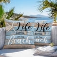 thumbnail image 3 of Throw Pillow Covers 18x18 Inch Set of 2, Blue Beach Waterproof Outdoor Pillow Covers, Coastal Starfish Graffiti Retro Wooden Plank Decorative Cushion Pillowcases for Couch, Sofa, Bed, Garden, Patio, 3 of 9