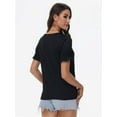 thumbnail image 4 of Tops for Women Summer Casual Ruffle Trim Sleeve Square Neck T Shirts, 4 of 6