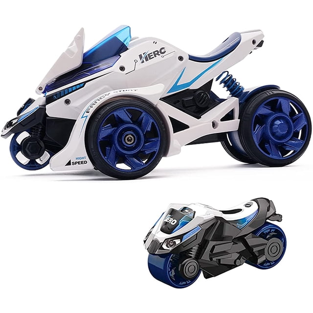 Pull Back Motorcycle Toy Boy Gift Pull Back Vehicles Cars Launcher Toy with Music Light Ejection Die-Cast Launching Catapult 2 in 1 Motorcycle Chariot - White