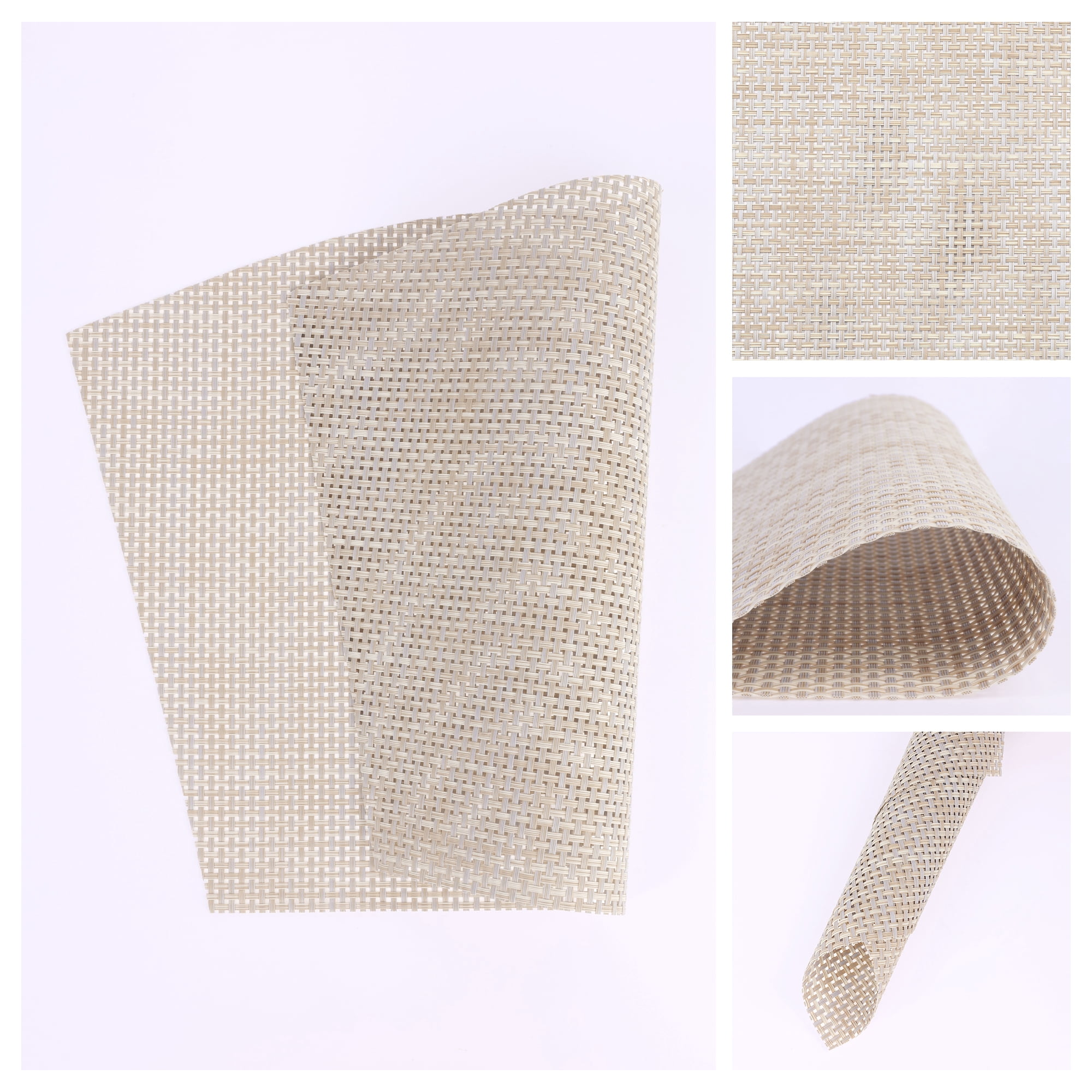 Unique Bargains Placemats Set of 6 Solid Placemats Wipeable Table Mat Khaki 17x11.5Inch