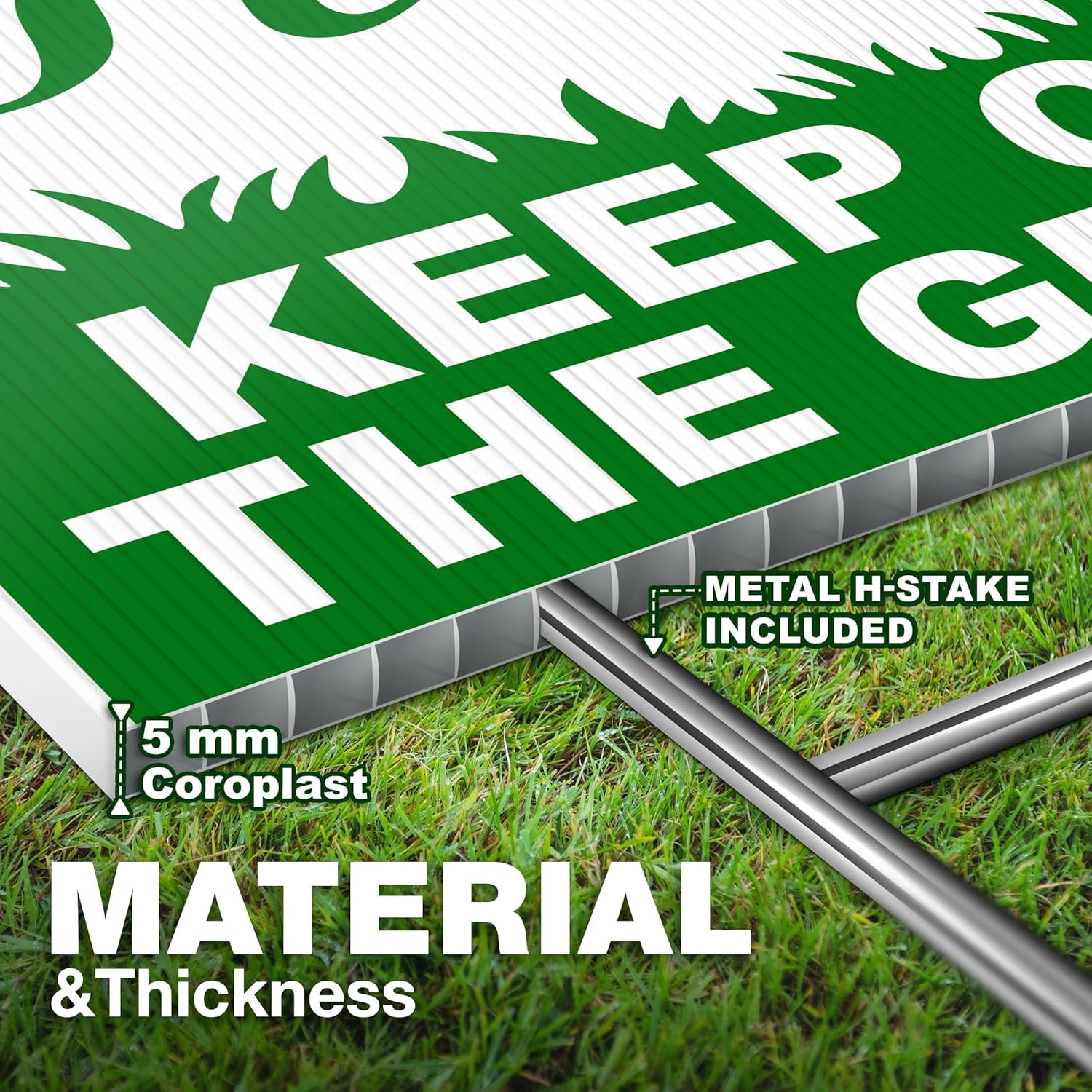 4-Pack Keep Off Grass Signs for Yard, 6x9 Double-Sided Coroplast Lawn Signs with Metal H-Stakes, Outdoor Reminder for Lawn, HOA & Shared Areas