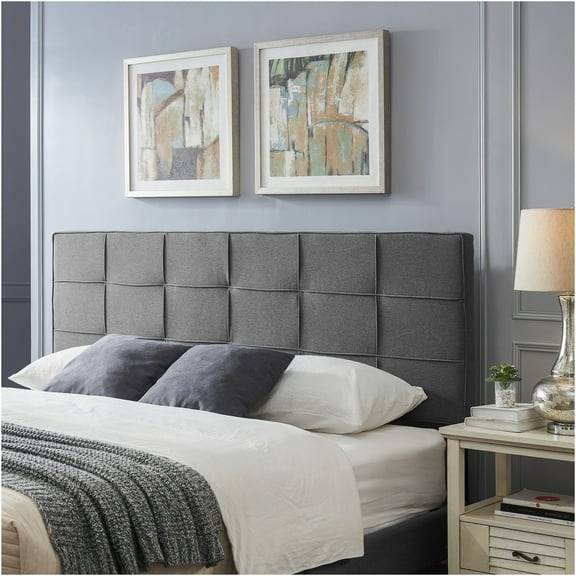 JERFIT Linen Upholstered California King Headboard, Tufted Waffle Stitch Design