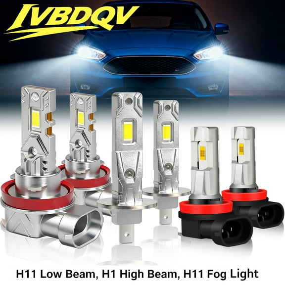 For Ford Focus 2012-2018 LED Headlight Bulbs H1 H11 High&Low Beam H11 Fog Light Super Bright Plug & Play 6X