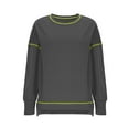 thumbnail image 6 of Women's Casual Colorblock Sweatshirt Long Sleeve Crew Neck Top Loose Fit Side Split High-Low Hem Sweatshirt Top, 6 of 7
