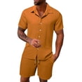 thumbnail image 2 of toraway Mens Suits 2 Piece Classic Fit Mens Spring and Summer Leisure Sports Comfortable Breathable Sweat Absorbing Short Sleeved Shorts Two Piece Set XXL, 2 of 4