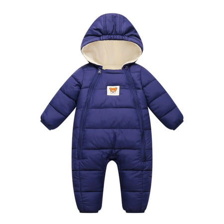 

SYNPOS Infant Baby Girl Boy Cartoon Down Jacket Snowsuit Fleece Lined Hooded Jumpsuit Outwear