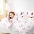 thumbnail image 3 of Erosebridal Aesthetic Coquette Bowknot 7 Pieces Bedding Comforter Set,Letter P Monogrammed Full Bedding Set For Girls Kids,Pink White Brown,Reversible, 3 of 7