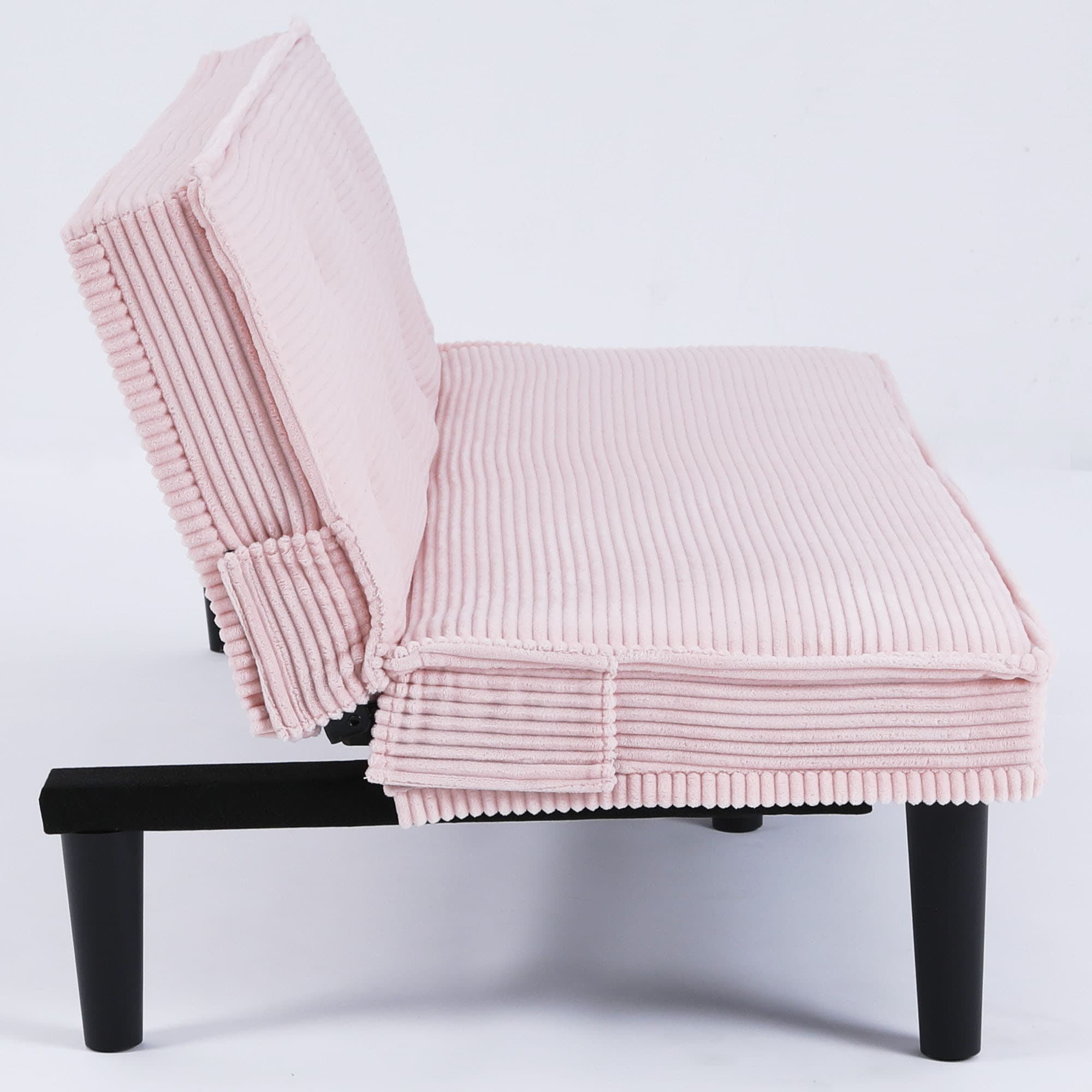 MAYEERTY 66" Corduroy Sofa Bed Modern Sleeper Couches Sofas Loveseats for Living Room, Apartment and Bedroom, Pink