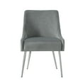 thumbnail image 4 of Inspired Home Donati Velvet Dining Chair Set of 2 Armless Knob Handle Stainless Steel Legs, Light Grey, 4 of 9