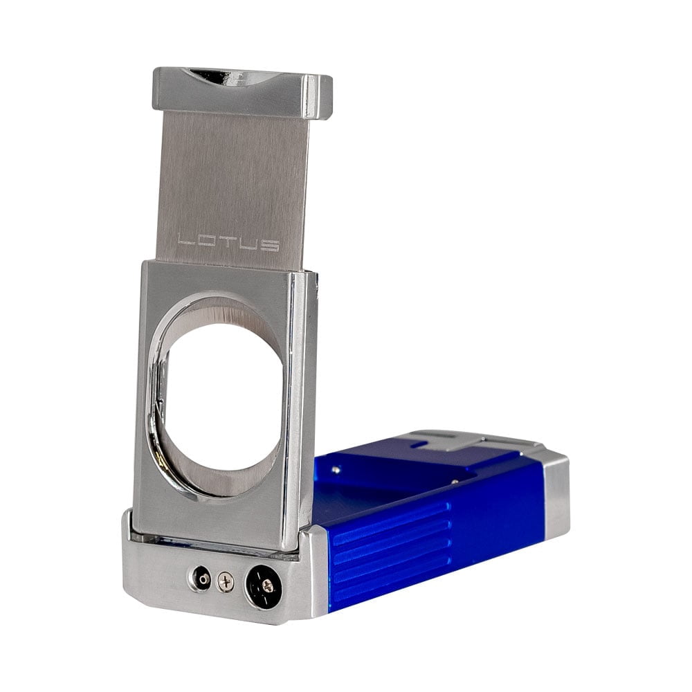Lotus Duke Triple Torch Lighter with Cutter Blue and Chrome