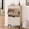 thumbnail image 3 of Ourlova Armoire à Chaussures en Rotin avec 2 Tiroirs Basculants et 1 Tiroir Support Libre Armoire de Rangement pour Chaussures avec Tablette Réglable à 4 Positions Armoire à Chaussures Étroite pour Entrée Ou Véranda, 3 of 8
