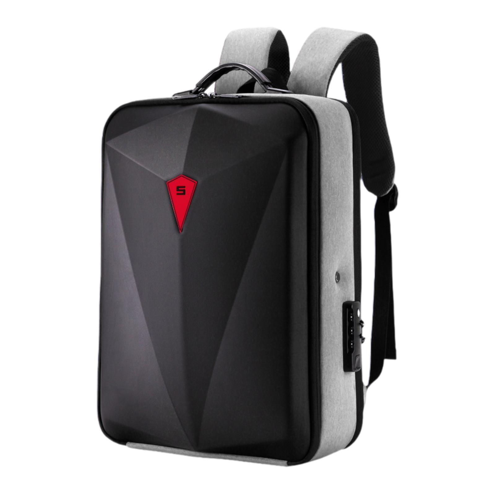 funtasica 17.3 inch Laptop Backpack for Men 3 Digit Combination Lock Gaming Laptop Bag Light Gray