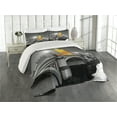thumbnail image 2 of Ambesonne London Quilted Coverlet 3 Pcs, Big Ben Bridge Night, King Size, Grey Yellow, 2 of 4