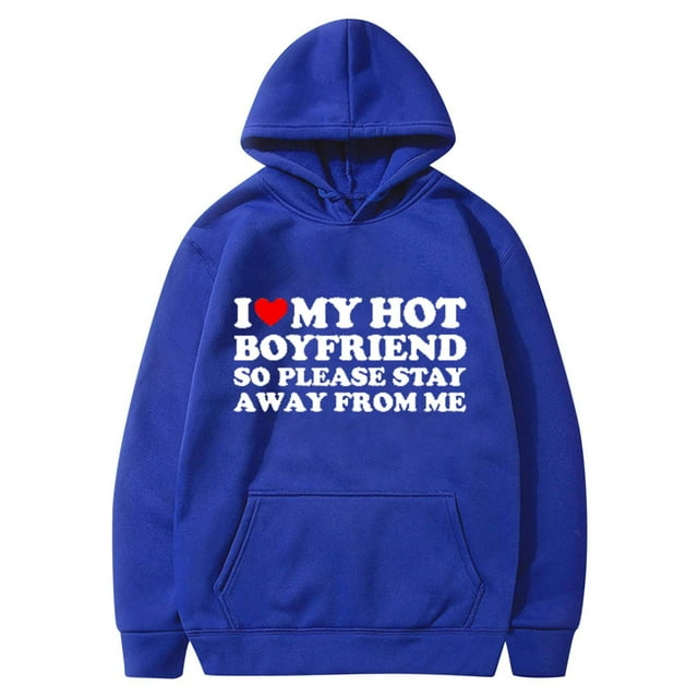 DPTALR Valentine's Day Couple Print Hooded Fleece Pocket Sweater Coat