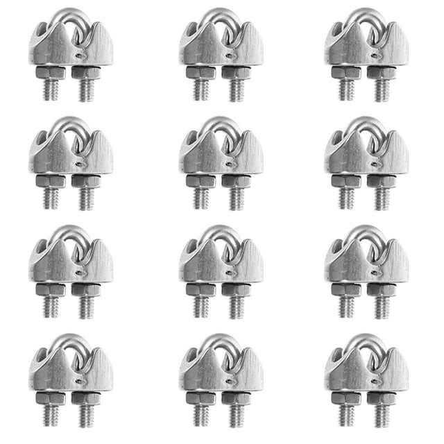 BRIGHTFUFU 12Ud Abrazaderas De Acero Inoxidable Para Cables Y Cuerdas Con Alta Resistencia