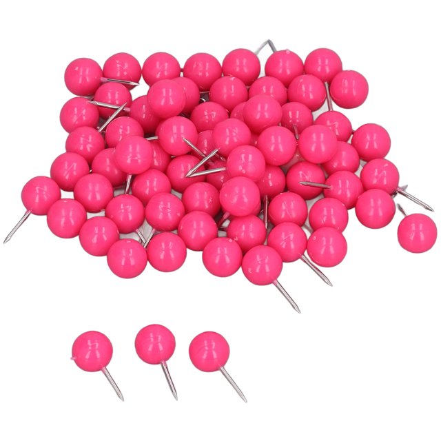 100Pcs Push Pins Map Tacks Plastic Thumbtacks Steel Decorative Nails For Office And School