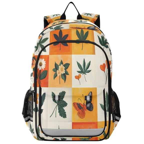 FORMRS Unisex School Backpack 17" Student Travel Bag with Laptop Compartment, Cartoon Plants