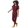 thumbnail image 5 of Mediclo Women's Medical Scrub Pants - Catalina 7 Pockets Elastic Drawstring Waist Eco Friendly Sustainable FYSEL Fabric Tapered Leg Jogger Workwear Burgundy FB2060RBGD06 M, 5 of 7