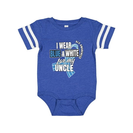

Inktastic I Wear Blue and White For My Uncle ALS Awareness Gift Baby Boy or Baby Girl Bodysuit