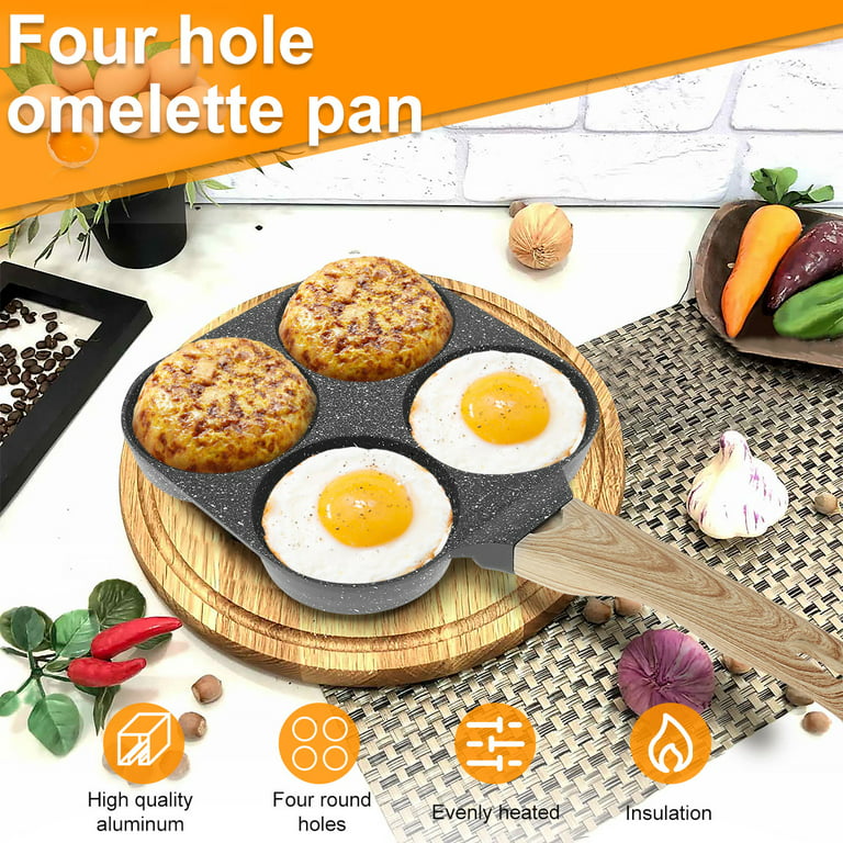 IMPRESA 2 Pack Nonstick Aluminum Egg Frying Pan & Skillet Set - 4-Hole, 6  Circular Molds, Suitable for Electric Stovetop and Induction Cookers